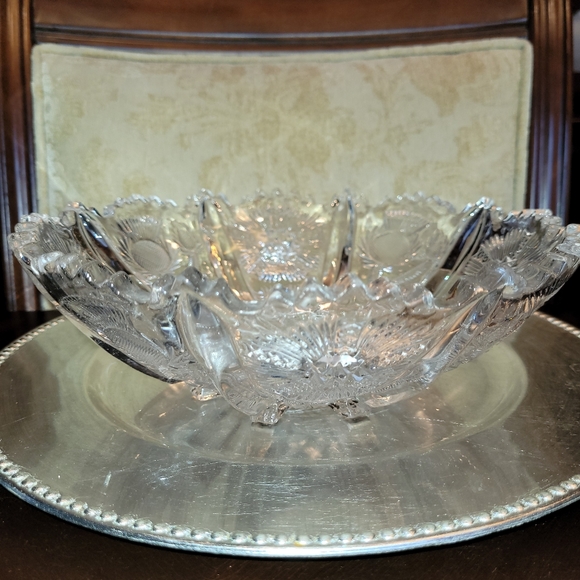 1911 Antique EAPG Higbee Paneled Thistle pattern glads 10" bowl sawtooth rim - Picture 5 of 6
